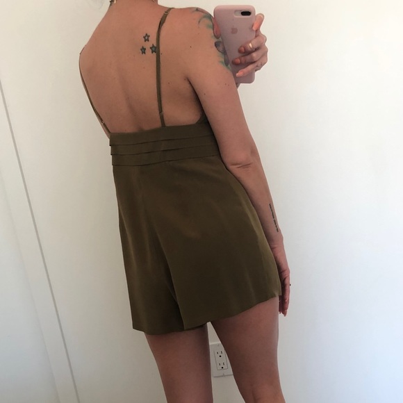Stone Cold Fox Olive Green Silk Romper - Picture 3 of 4